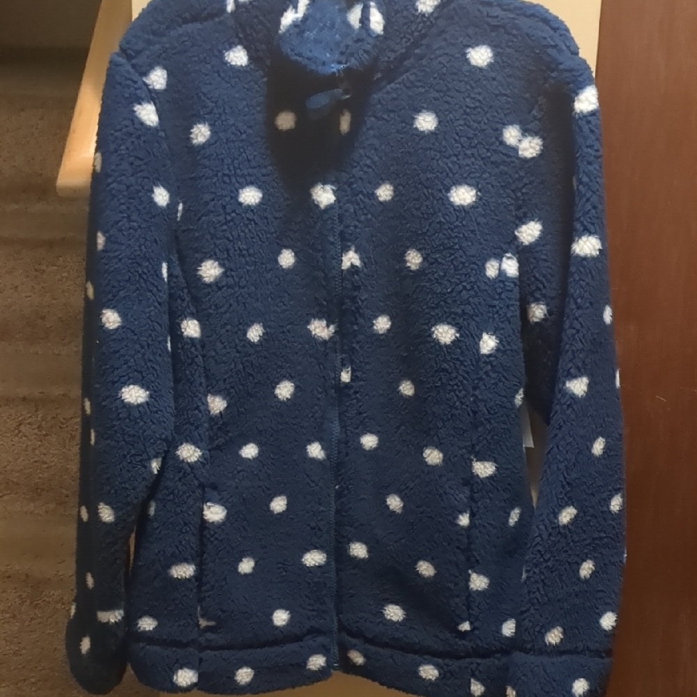 Croft & Barrow Navy Sherpa Jacket with White Dots